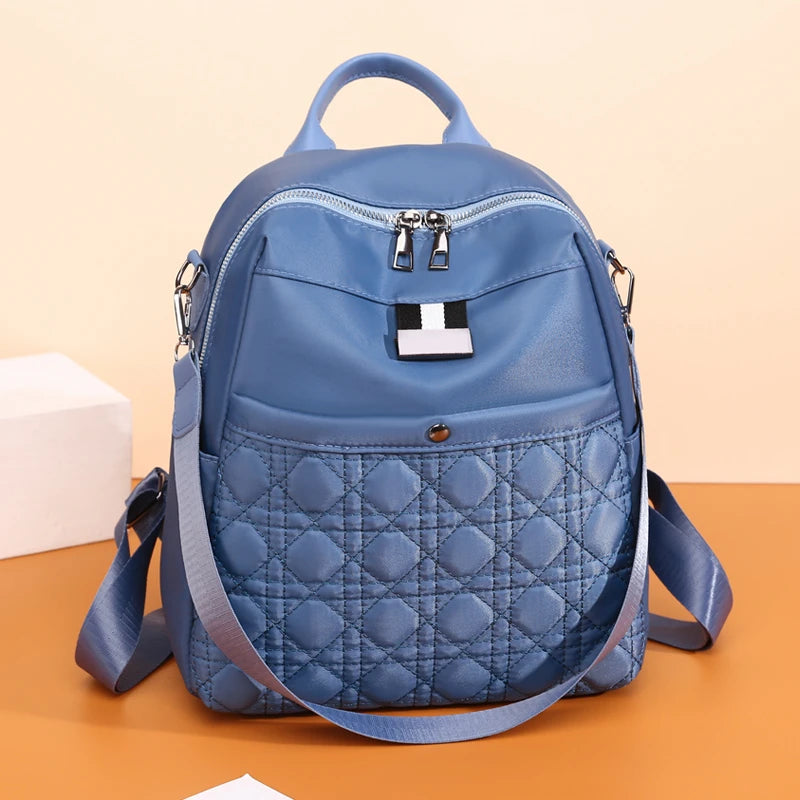 Waterproof Solid Oxford Cloth Women Backpack Light Travel Bagpack School Bags