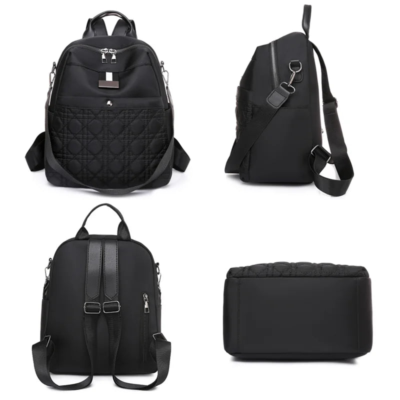 Waterproof Solid Oxford Cloth Women Backpack Light Travel Bagpack School Bags