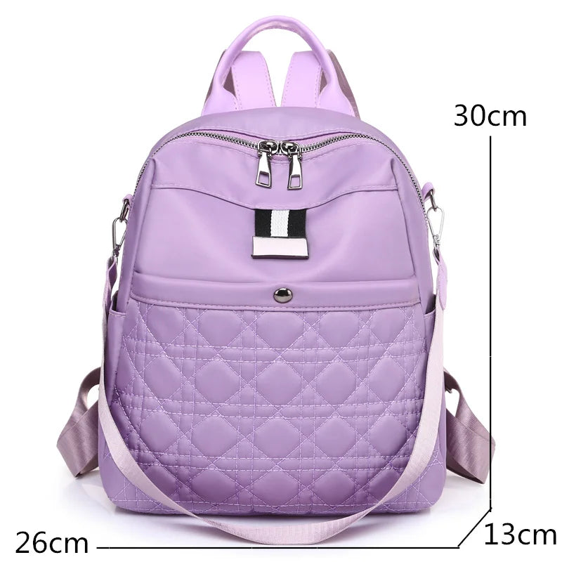 Waterproof Solid Oxford Cloth Women Backpack Light Travel Bagpack School Bags