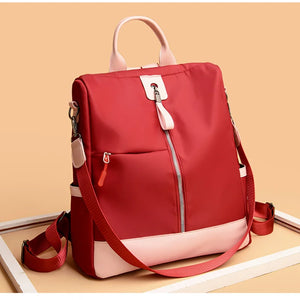 Waterproof Women Backpack Nylon Shoulder Bag Solid Female Bagpack Large School B