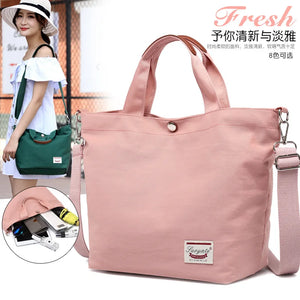 Waterproof Nylon Shoulder Bag Tote Purple Handbag