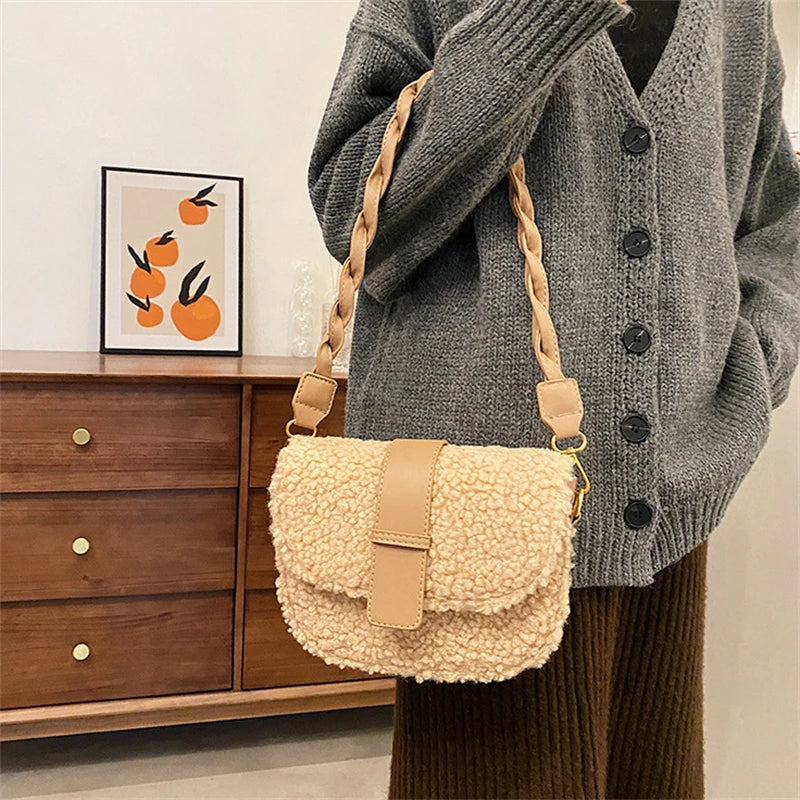 Plush Winter Shoulder Bag for Women