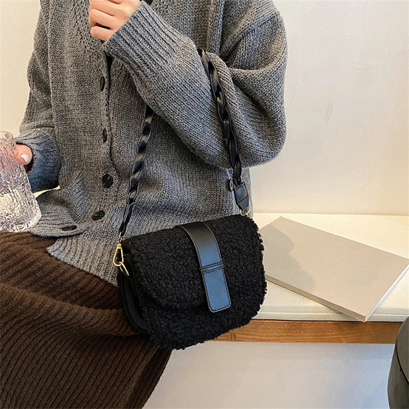 Plush Winter Shoulder Bag for Women