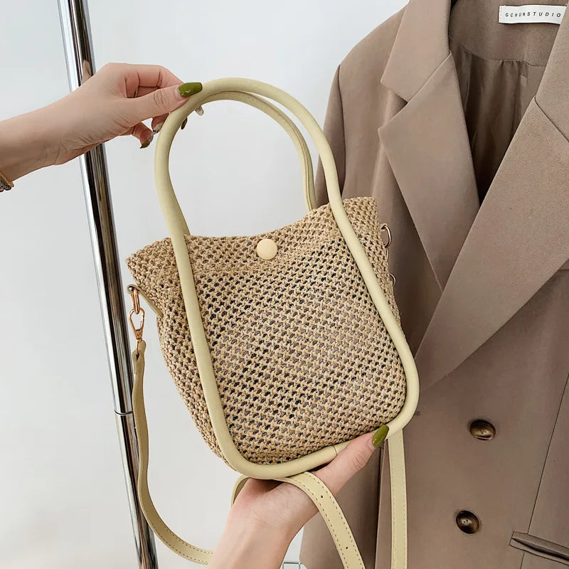 Bohemian Straw Tote Bag for Women Summer Beach Handbag