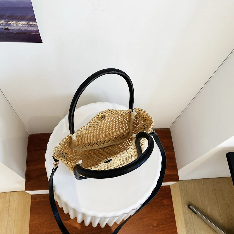 Bohemian Straw Tote Bag for Women Summer Beach Handbag
