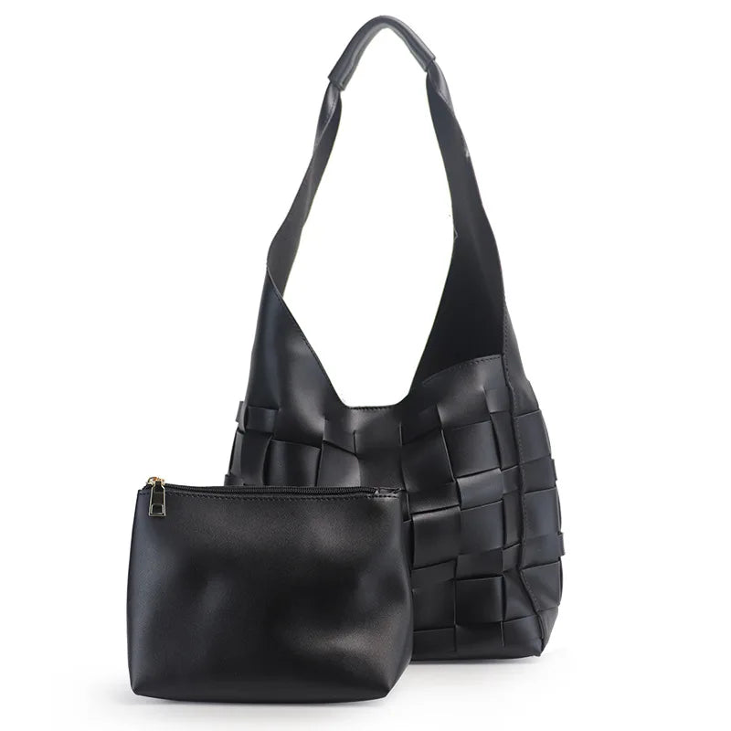 Women Knitting Shoulder Bags Big Tote Hand Bucket Bag