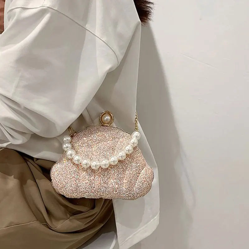 Sequined Top Handle Shoulder Bag for Women