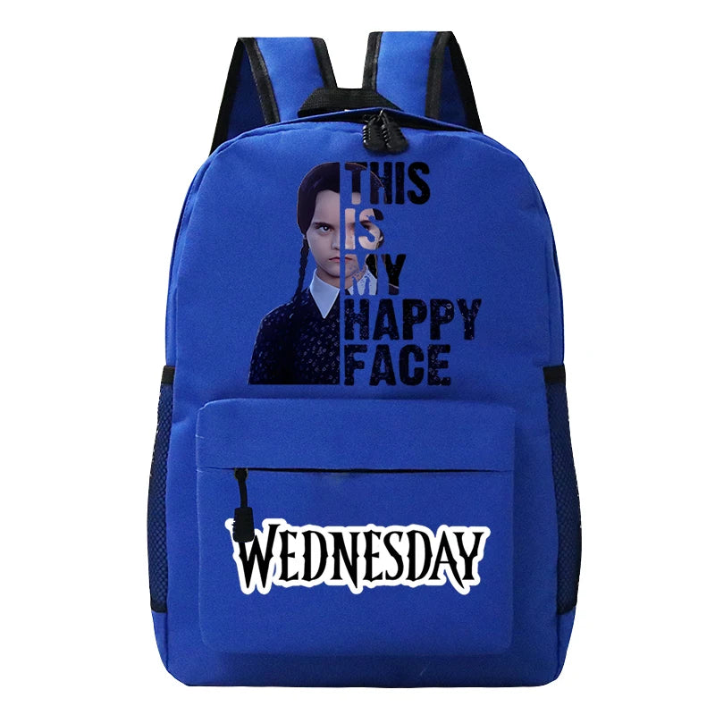Wednesday Teenager Backpack Happy Face Print Schoolbags Boys Girls