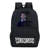 Wednesday Teenager Backpack Happy Face Print Schoolbags Boys Girls