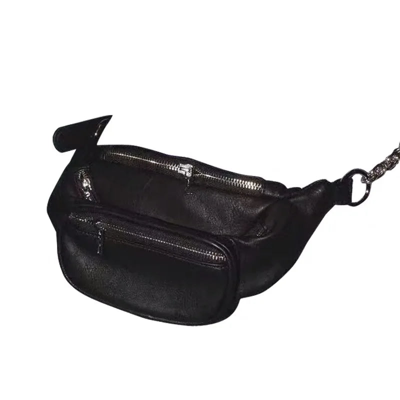 Leather Waist Pack with Chain for Girls