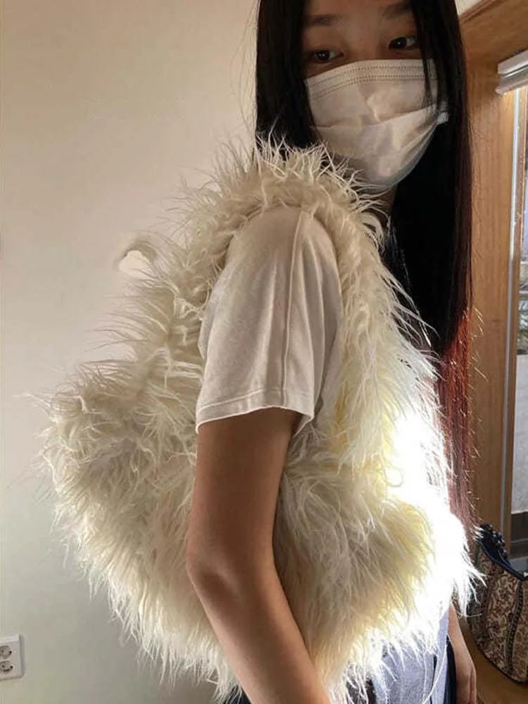 Shoulder Bags Women Long Hairy Underarm Ladies Handbags All-match