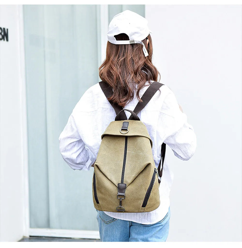 Casual Nylon Backpack Teen Girl Student School Bags Female