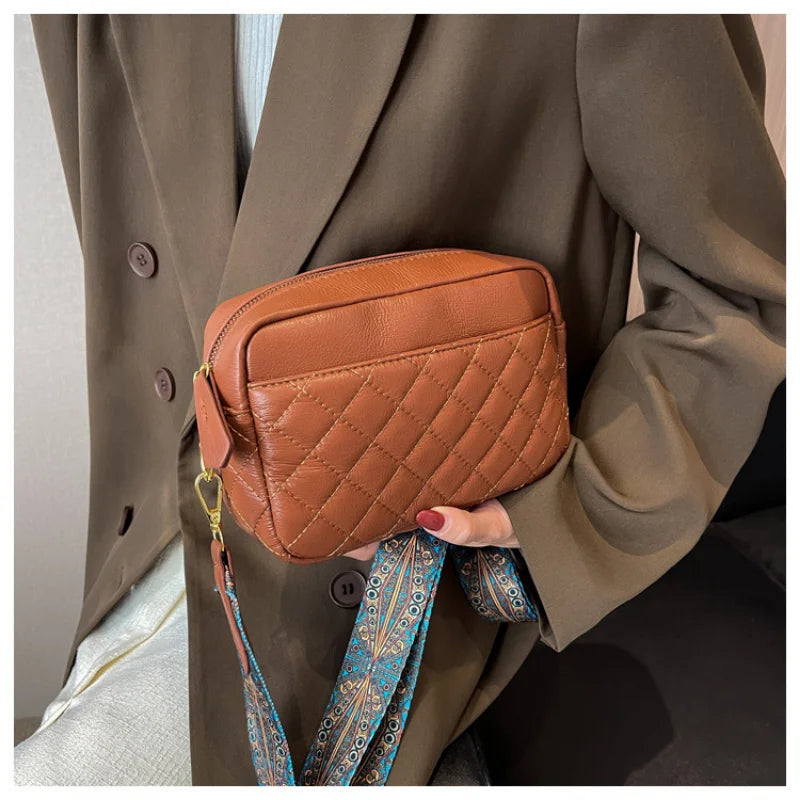 Solid Color Wide Strap Crossbody Bag for Women