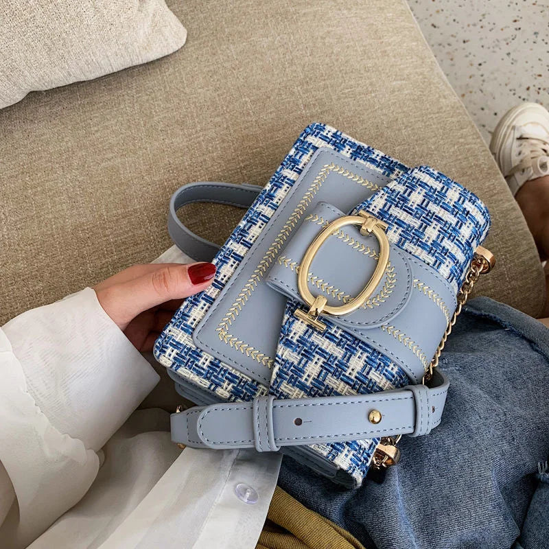 Chain Messenger Crossbody Bags Wide Strap Shoulder Bags for Women