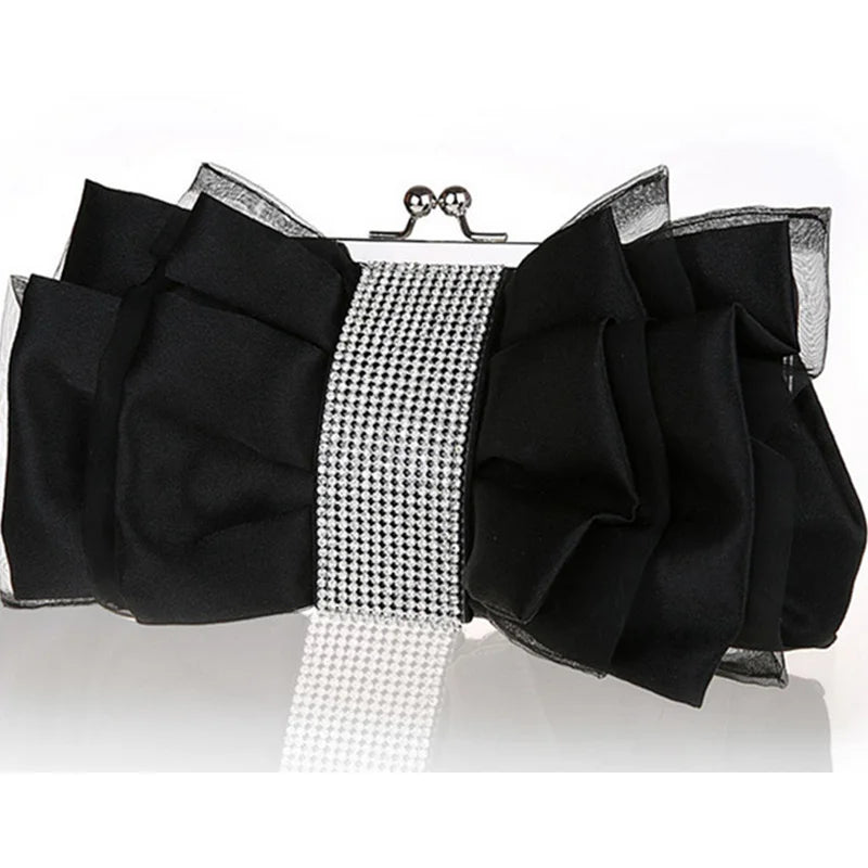 Bow Shape Rhinestone Women Evening Clutch Bags Bridal Flower Female Handbags