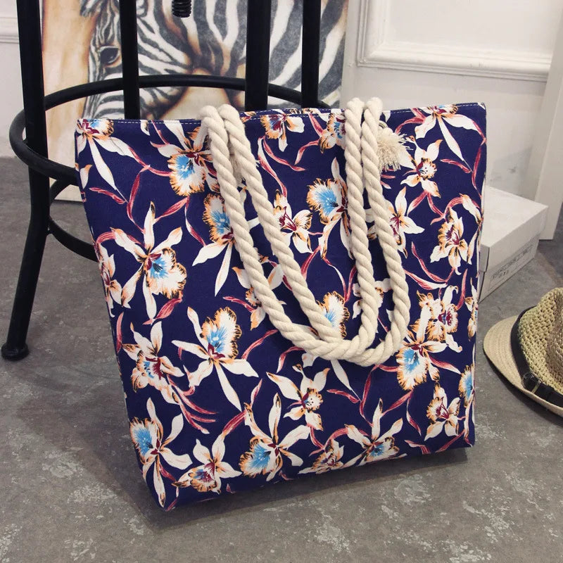 Summer Canvas Bohemian Beach Bag Female Casual Tote Shopping Big Bag