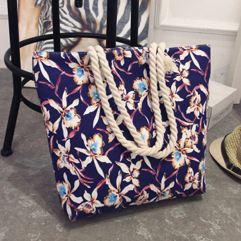 Summer Canvas Bohemian Beach Bag Female Casual Tote Shopping Big Bag