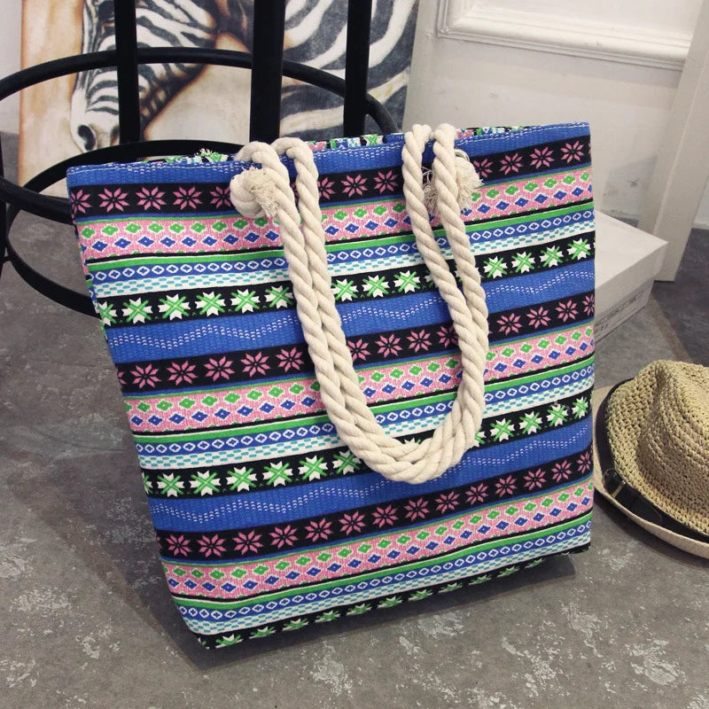 Summer Canvas Bohemian Beach Bag Female Casual Tote Shopping Big Bag