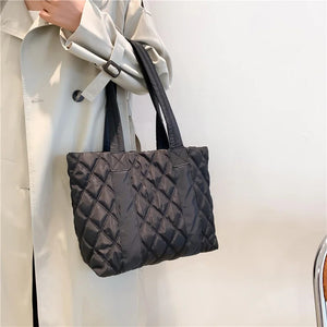 Winter Women's Nylon Tote Bag Large Capacity Canvas Shopper Handbag