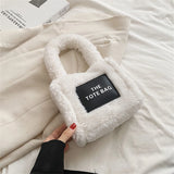 Winter Candy Short Handle Women's Small Totes Bag Faux Fur Hand Bag