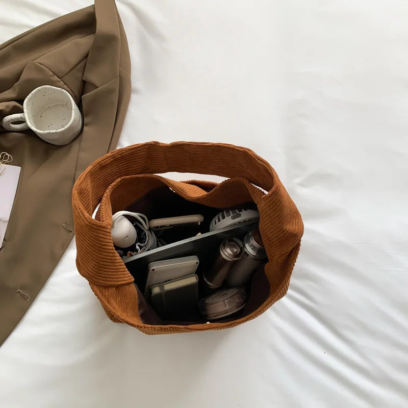 Corduroy Underarm Bag Casual Women Shoulder Bags Travel Pouch