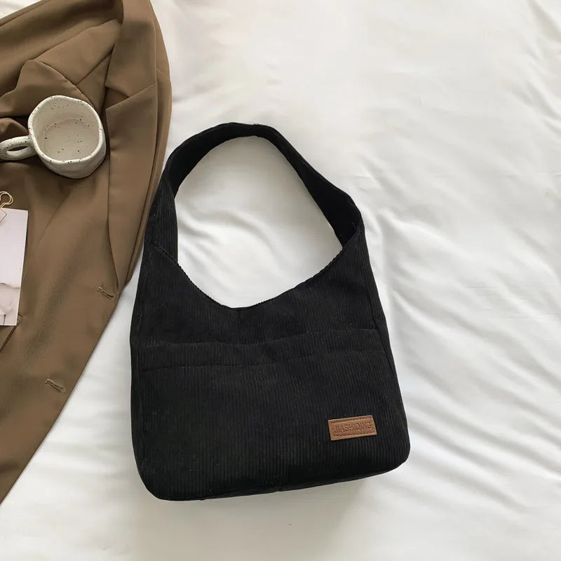 Corduroy Underarm Bag Casual Women Shoulder Bags Travel Pouch