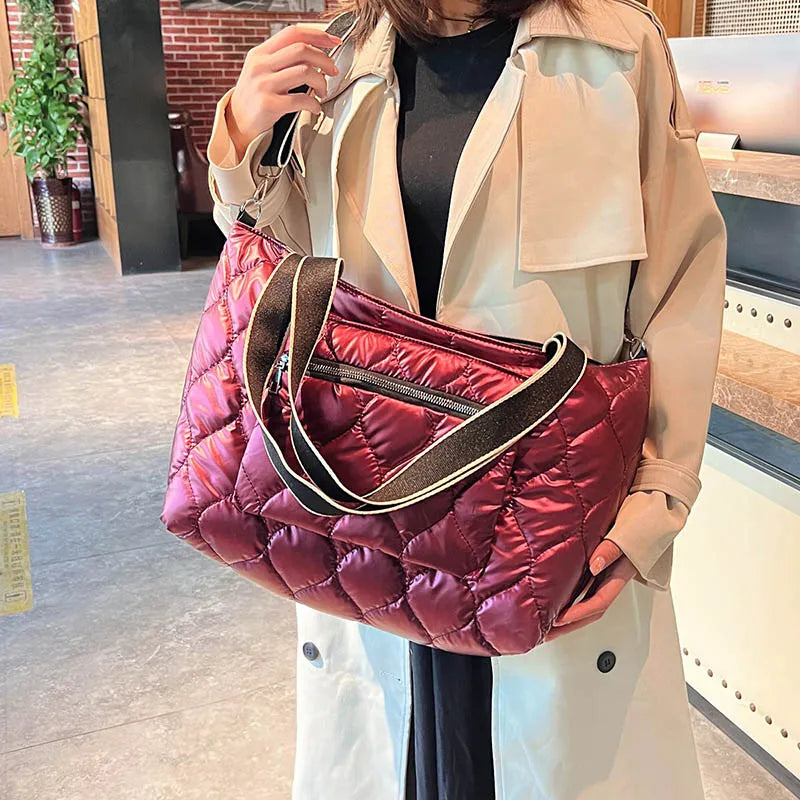 Winter Cotton Pattern Shoulder Crossbody Bag For Women