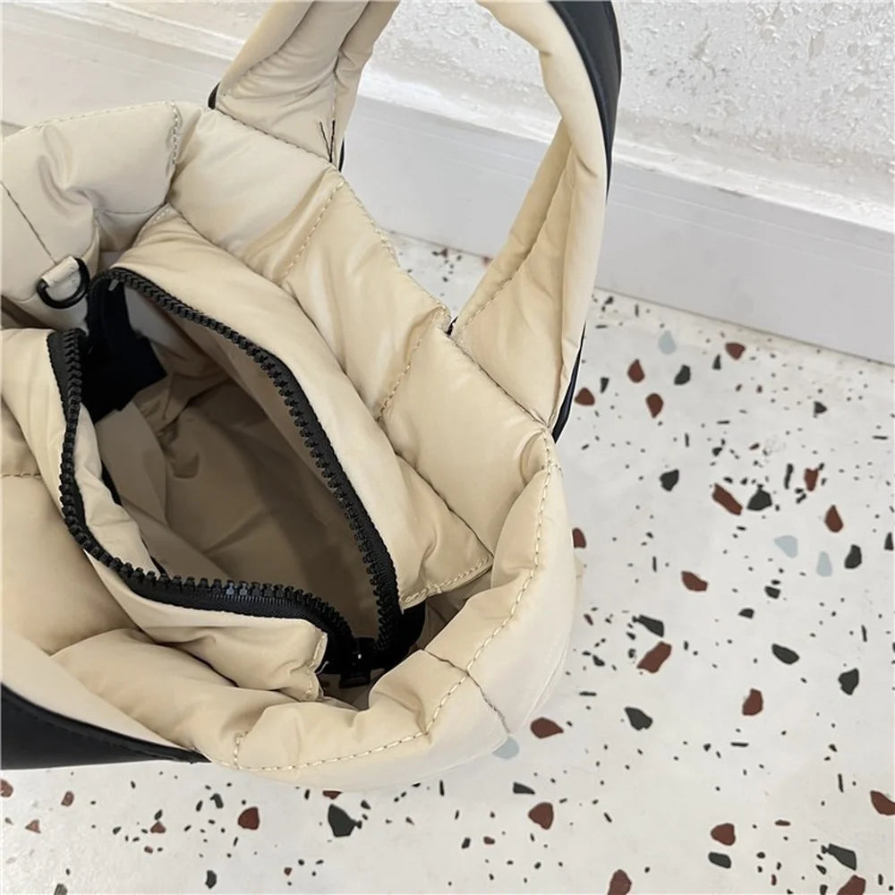 Winter Down Padded Handbags Cotton Quilting Shoulder Crossbody Bags for Women