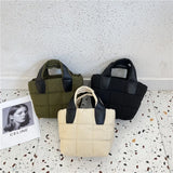 Winter Down Padded Handbags Cotton Quilting Shoulder Crossbody Bags for Women