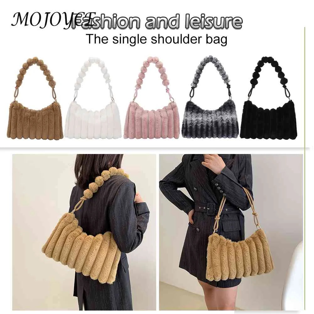 Winter Fluffy Female Shopping Tote Plush Soft Handbags for Girls