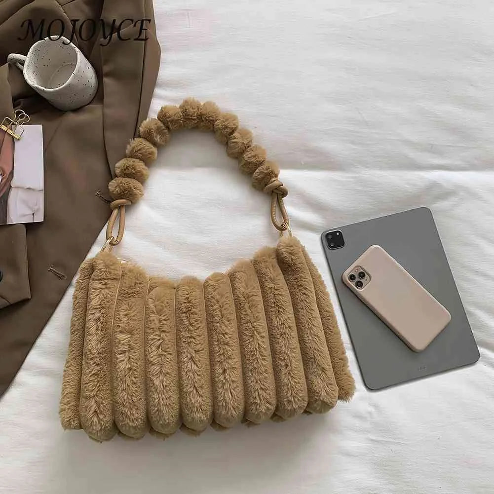 Winter Fluffy Female Shopping Tote Plush Soft Handbags for Girls