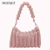 Winter Fluffy Tote Bag Plush Female Shopping Zipper Casual Travel