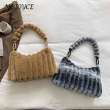 Winter Fluffy Tote Bag Plush Female Shopping Zipper Casual Travel
