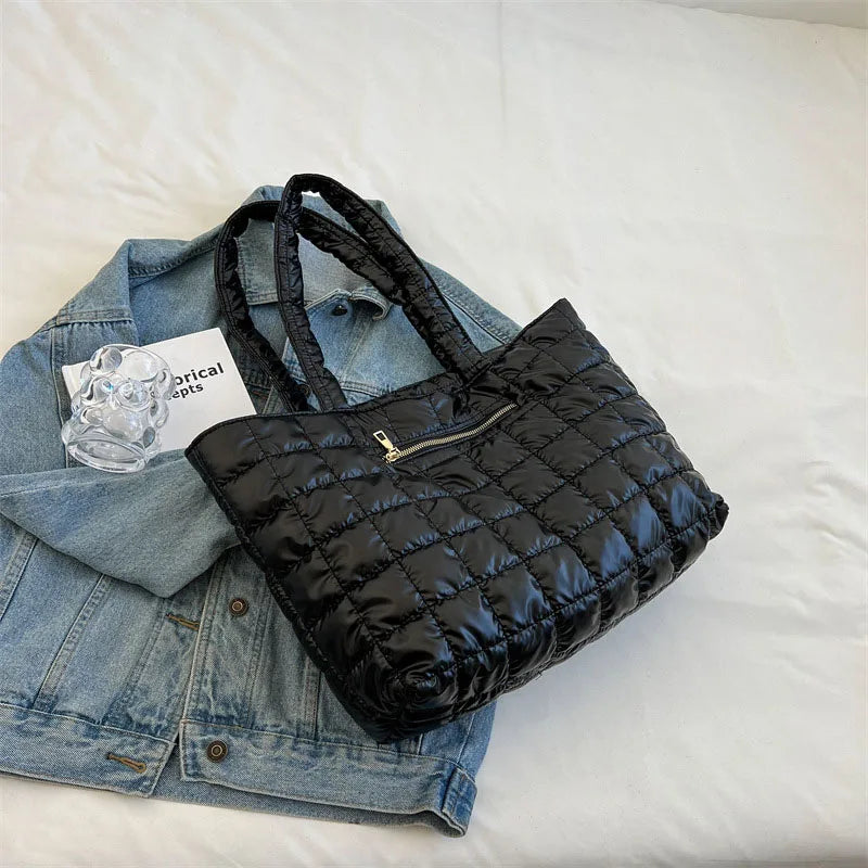 Winter Large Capacity Women's Shoulder Bag Soft Cotton Handbags