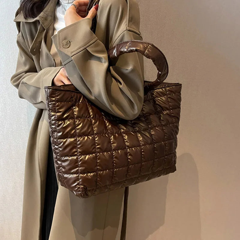 Winter Large Capacity Women's Shoulder Bag Soft Cotton Handbags