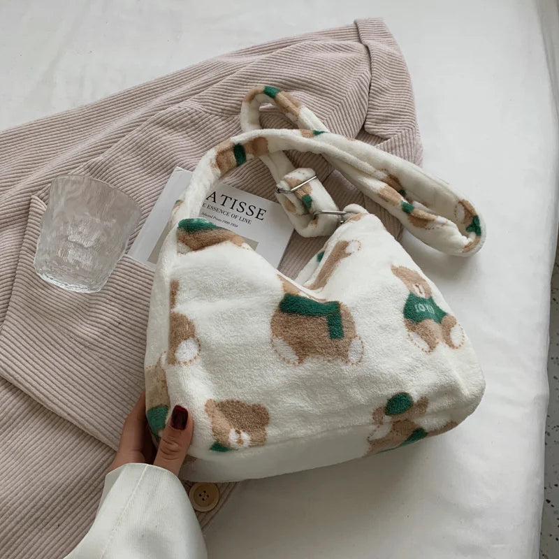 Winter Large-capacity Plush Tote Shoulder Bag