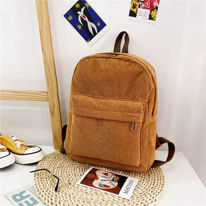 Large Capacity Corduroy Backpack for Girls