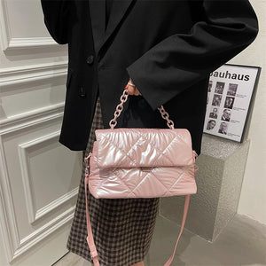 Winter Women Soft Padded Nylon Shoulder Crossbody Bag