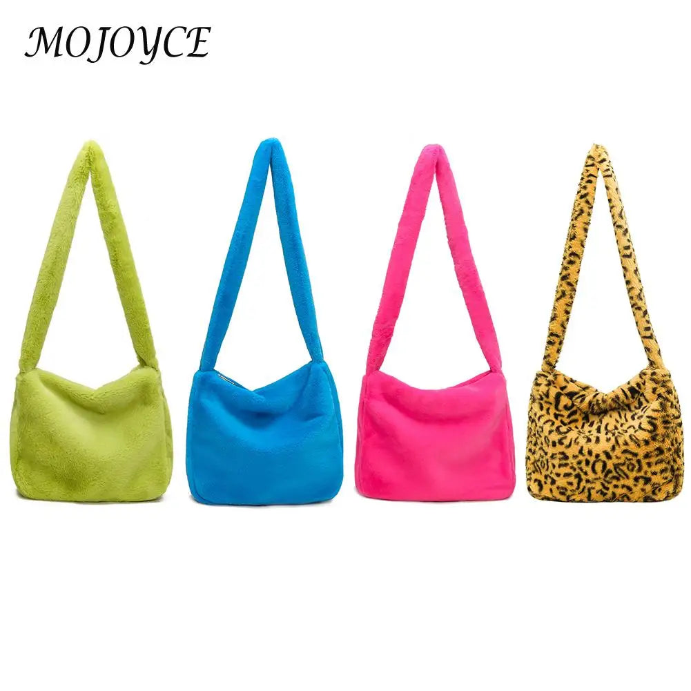 Winter Shoulder Bag Plush Handbags Soft Warm Fur for Women