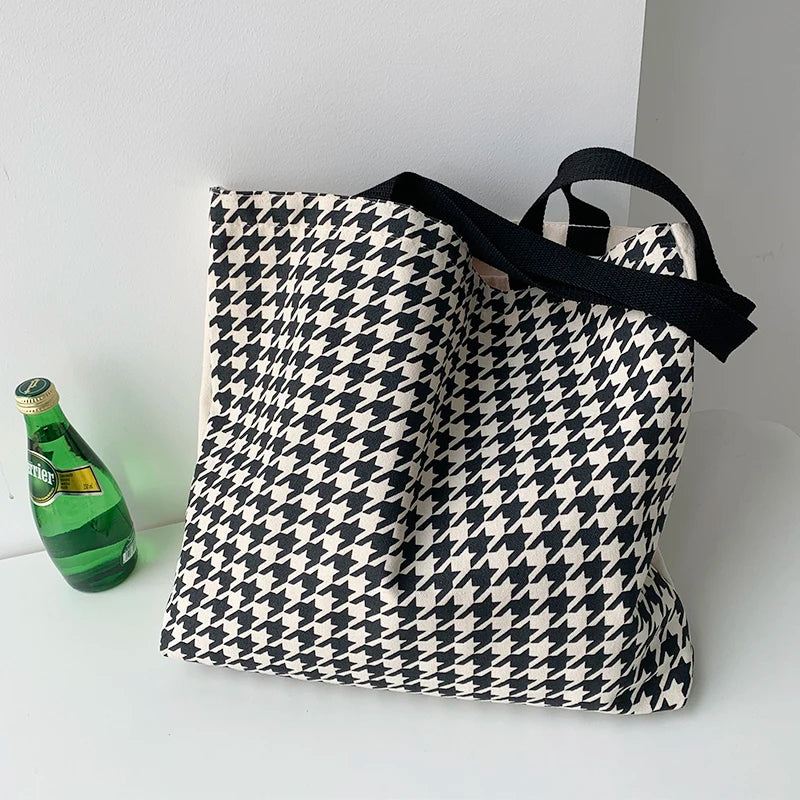 Winter Houndstooth Shoulder Bags Women Ladies Handbags Large Capacity Tote