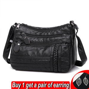 Winter Leather Shoulder Messenger Bag Crossbody Lady Handbag Mommy Bag