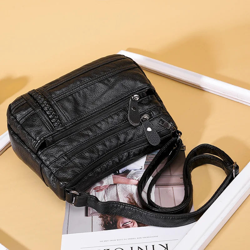 Winter Leather Shoulder Messenger Bag Crossbody Lady Handbag Mommy Bag