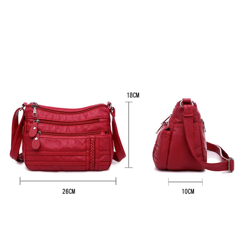 Winter Leather Shoulder Messenger Bag Crossbody Lady Handbag Mommy Bag