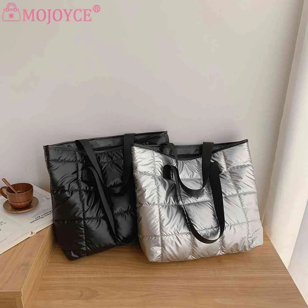 Winter Nylon Padded Quilted Handbag Warm Tote Bag Large Capacity