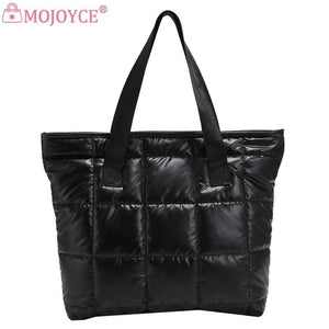Winter Nylon Padded Quilted Handbag Warm Tote Bag Large Capacity