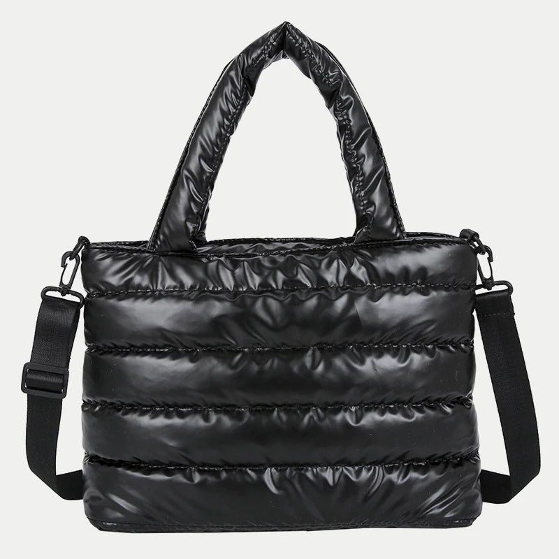 Winter Padded Shoulder Bags For Women Solid Small Top-handle Bag