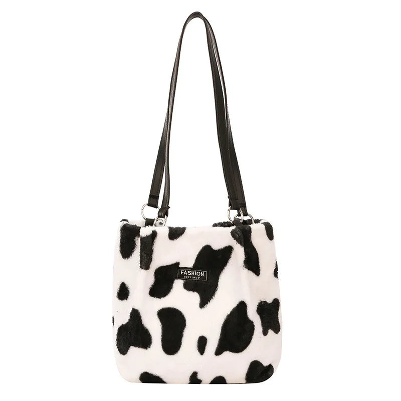 Winter Leopard Print Plush Mini Bag for Women