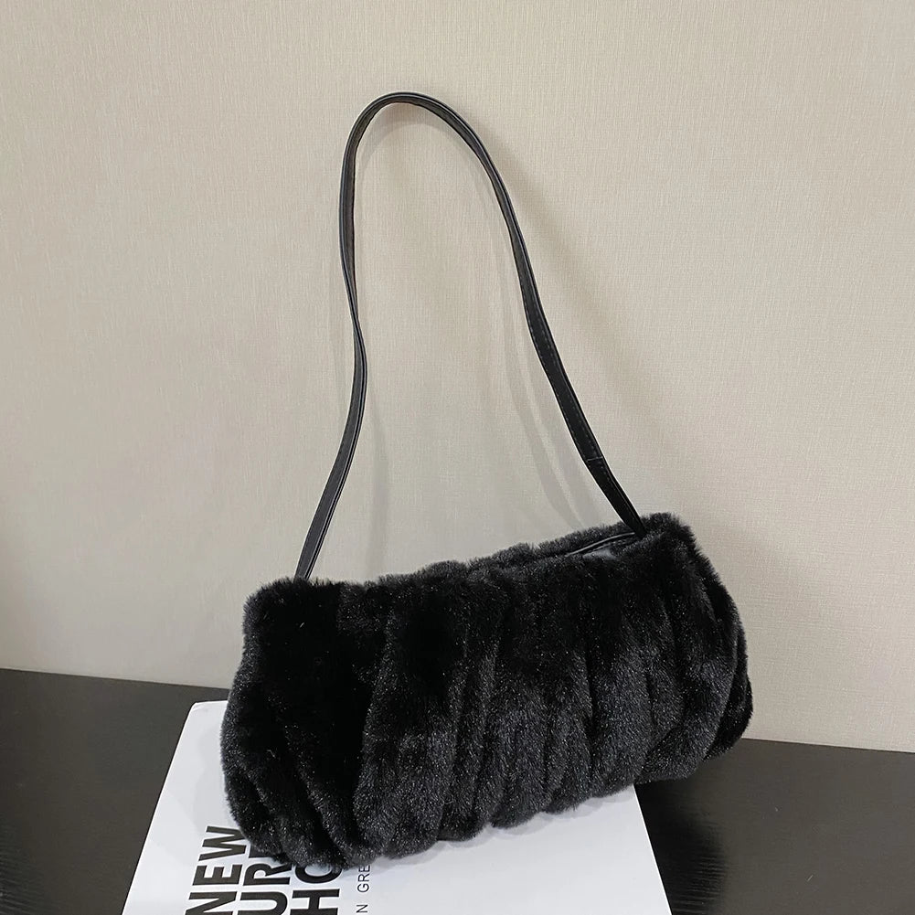 Winter Plush Handbag Faux Fur Tote Bag Cloud Bag Small Hobo Purse