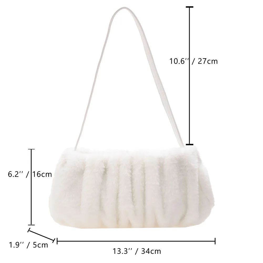 Winter Plush Handbag Faux Fur Tote Bag Cloud Bag Small Hobo Purse