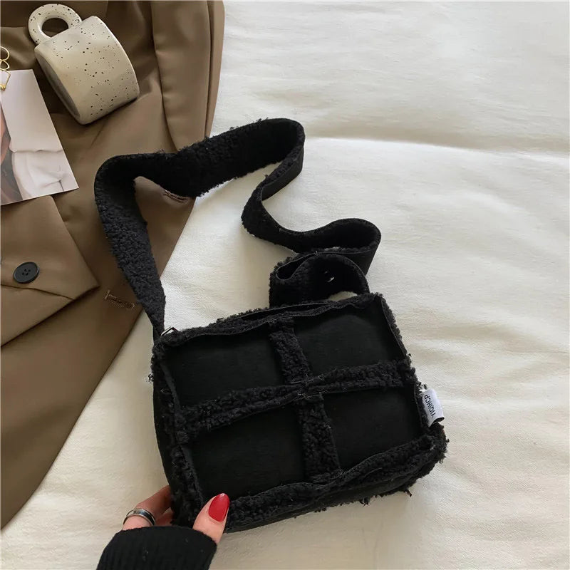 Winter Plush Small Square Bag Lamb Wool Women's Shoulder Crossbody Handbag
